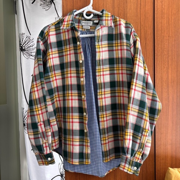 Yves Saint Laurent Other - Vintage Yves Saint Laurent Pour Homme Plaid Button Down Shirt Size L 100% Cotton
